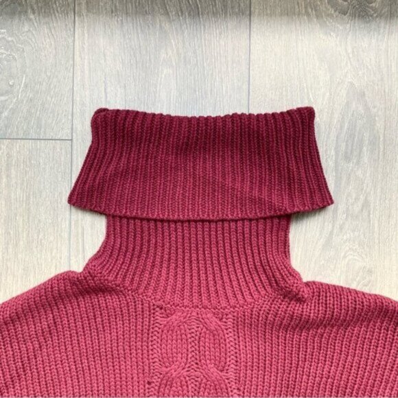 One Teaspoon Women's Turtleneck Sweater Cable Knit Long sleeve Burgundy Size XXS - Picture 11 of 16